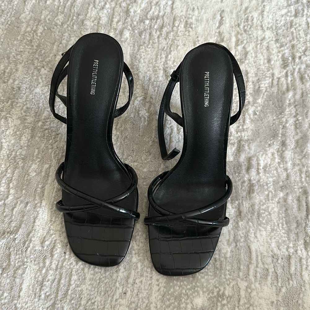 Crocodile print strap heels